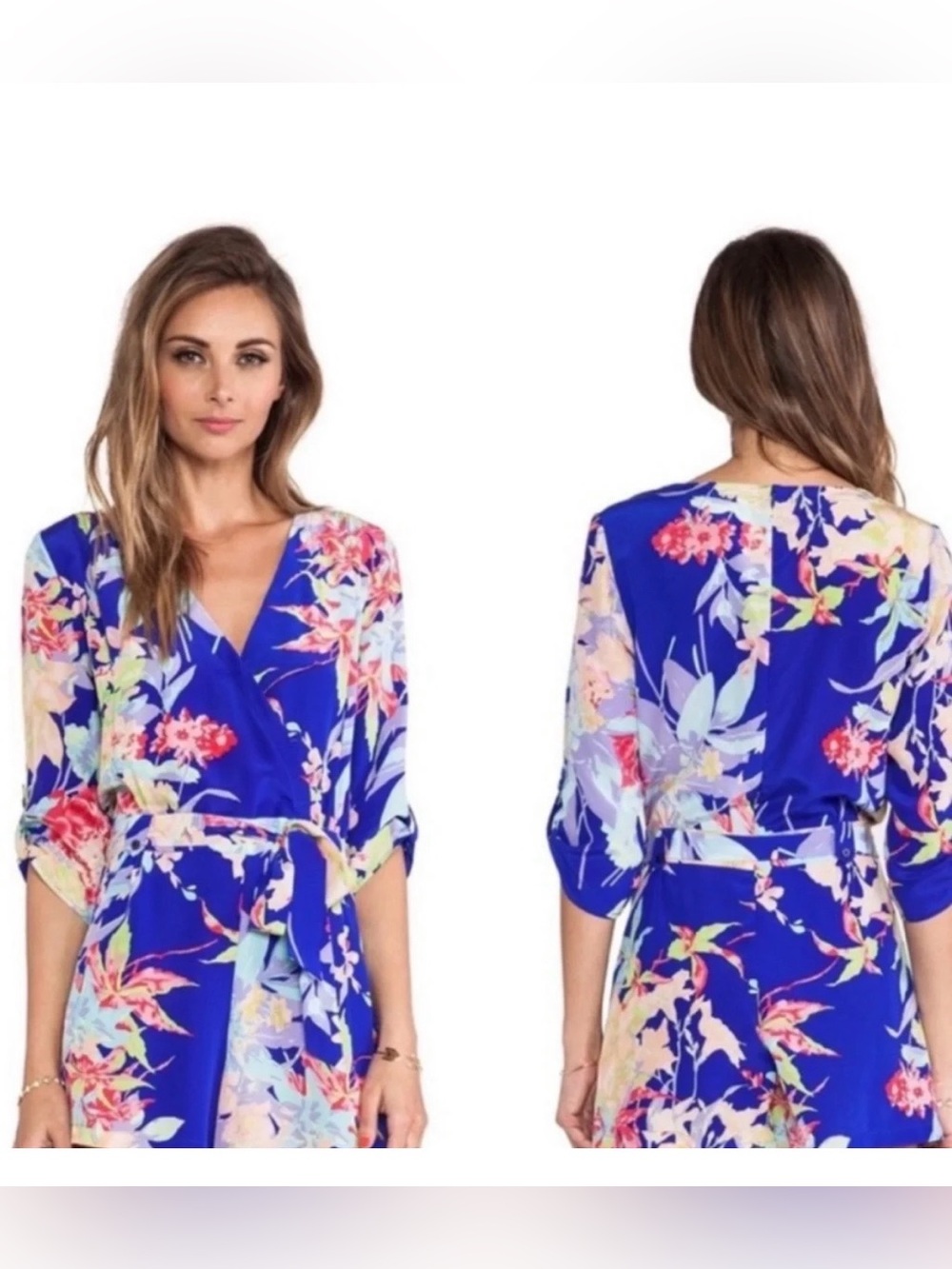 EUC Yumi Kim Liz Blue Floral Romper Size M